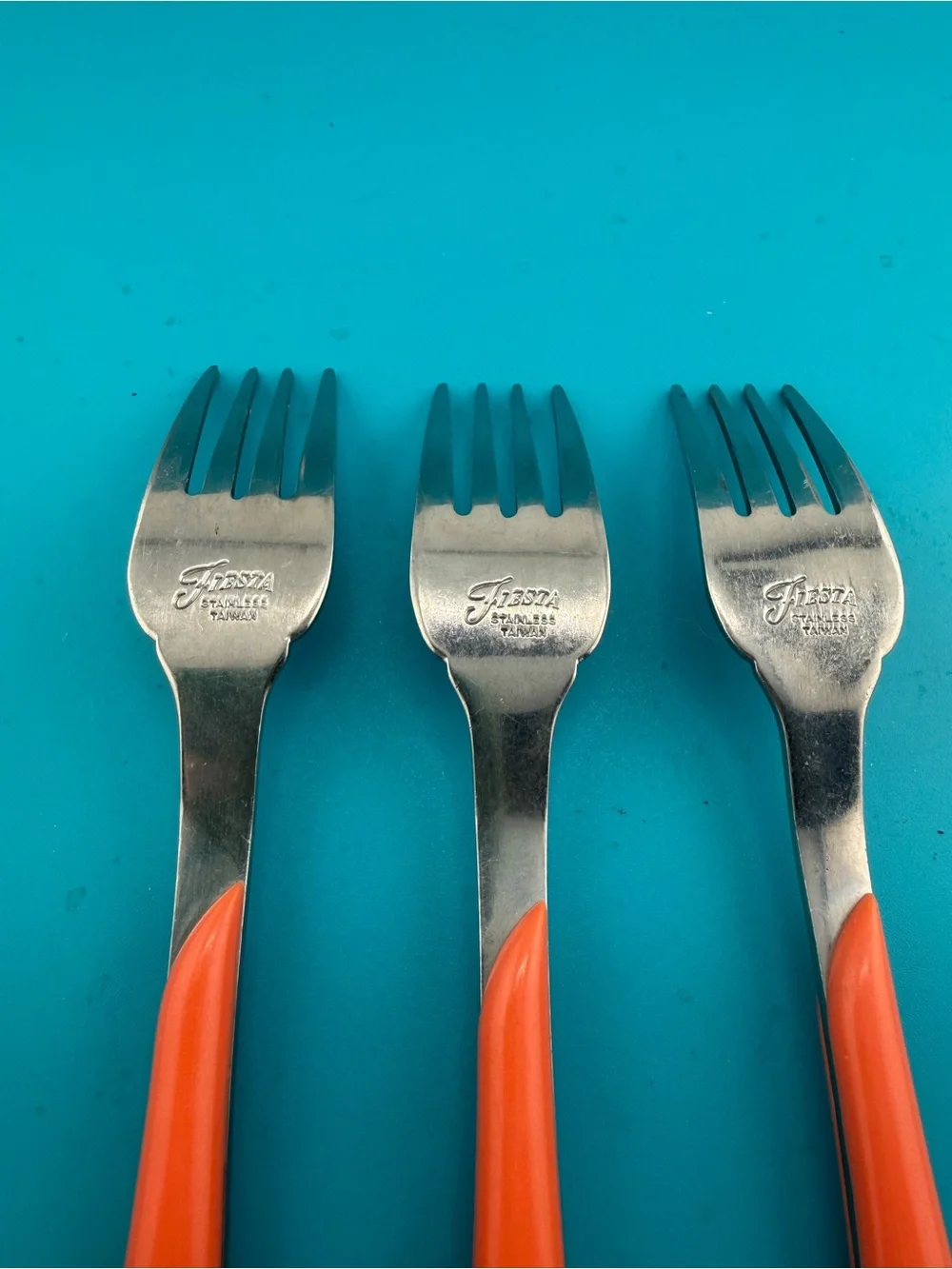 Vintage Fiesta Coral Orange Forks Set of 3 Taiwan